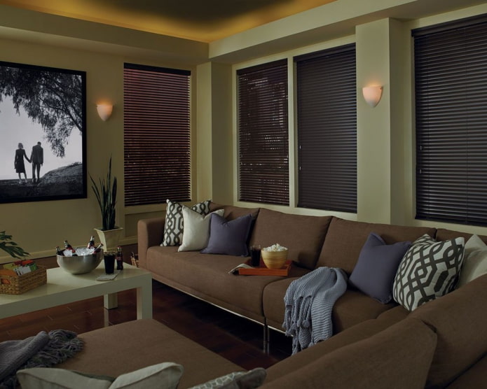 black horizontal slats in the living room