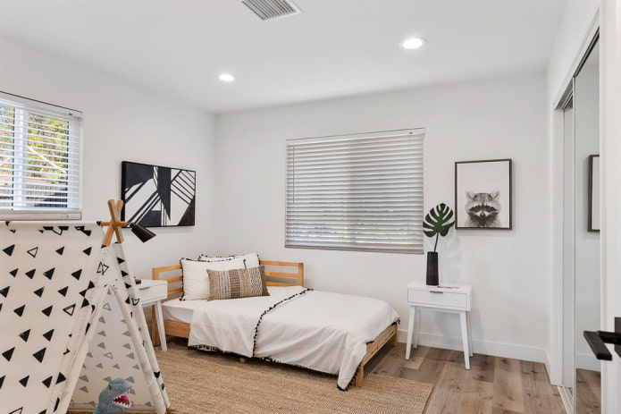white horizontal slats in the interior