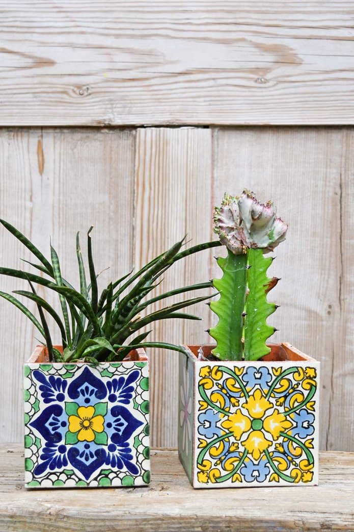 Flowers made of colored tiles