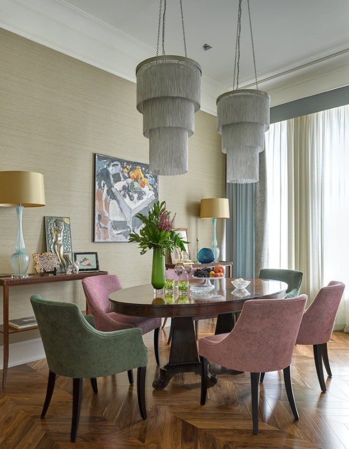 Oval table with soft chairs