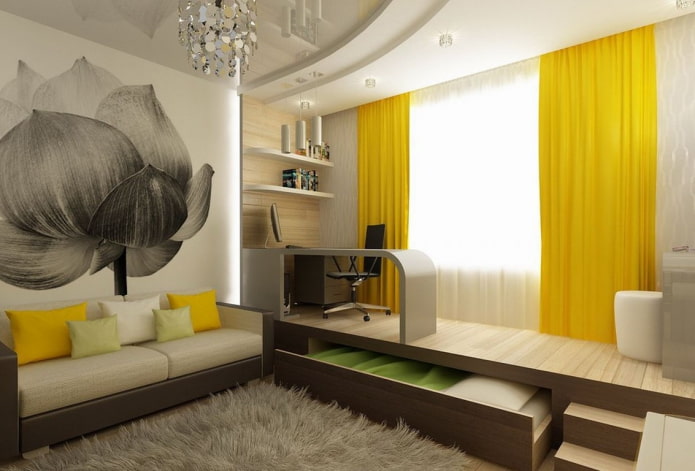zonal allocation of the nursery in the living room interior