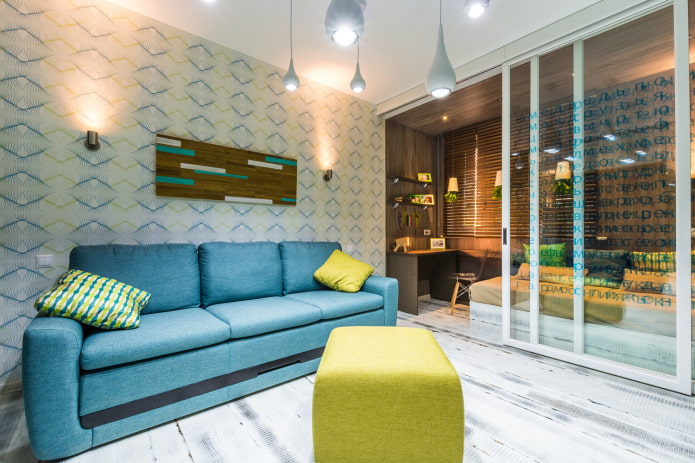 zoning in the interior of the living room-children's room