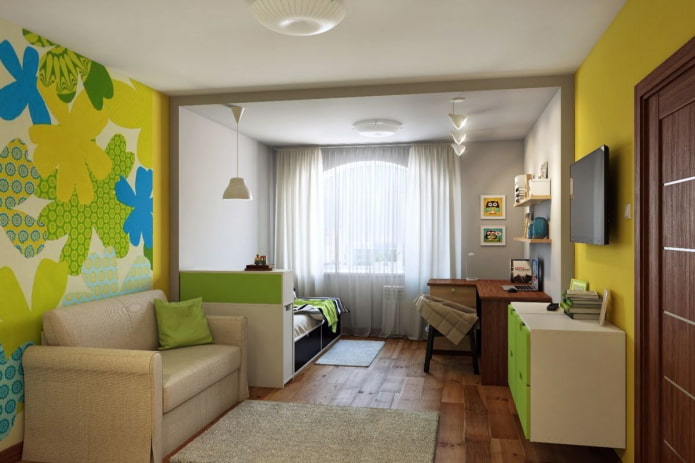 zonal allocation of the nursery in the living room interior