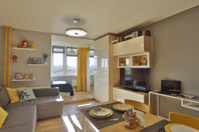 zonal allocation of the nursery in the living room interior