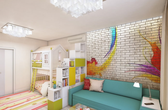 zoning in the interior of the living room-children's roomzoning in the interior of the living room-children's room