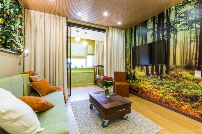 zonal allocation of the nursery in the living room interior