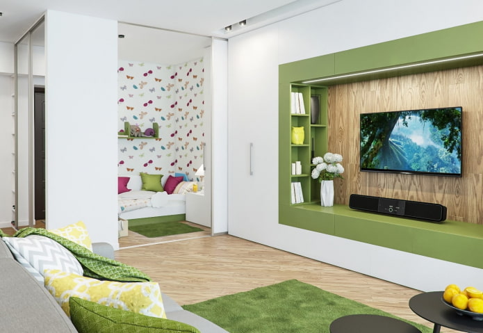 zonal allocation of the nursery in the living room interior