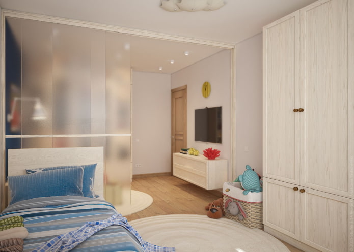 zoning in the interior of the living room-children's room