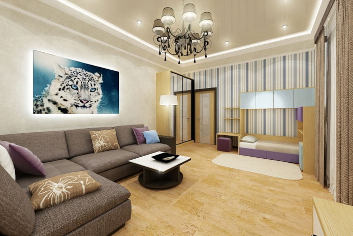 arrangement of a combined living room and children's room