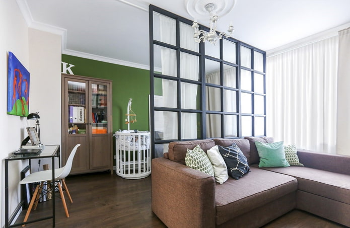 arrangement of a combined living room and children's room
