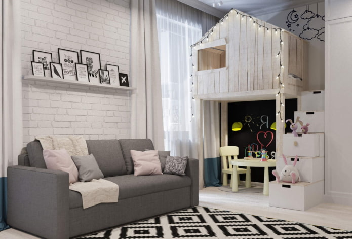 interior design of a combined children's room and living room