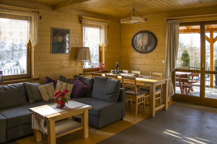 simple living room design at the dacha