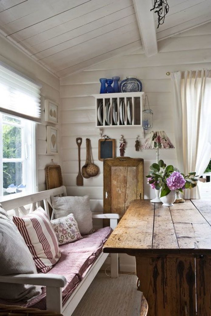 living room-dining room in the country