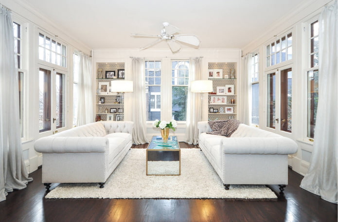 living room with circular windows