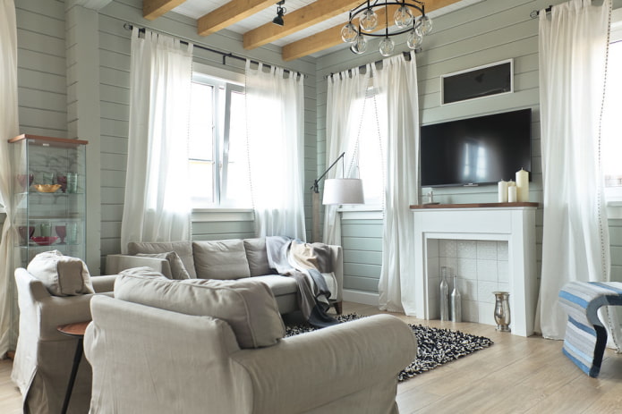false fireplace and TV in the living room interior