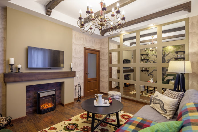 fireplace and TV in the interior of a small living room