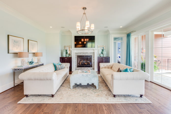 fireplace and TV in the living room interior