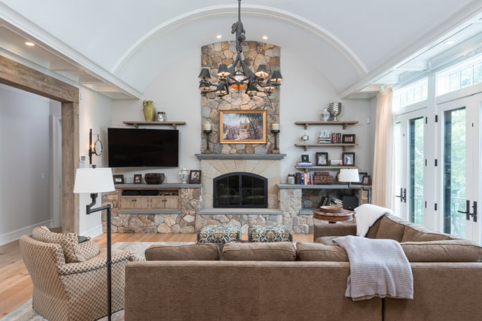 fireplace and TV in the living room interior