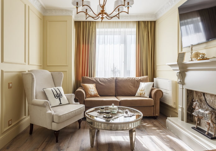 furniture in the hall in beige tones