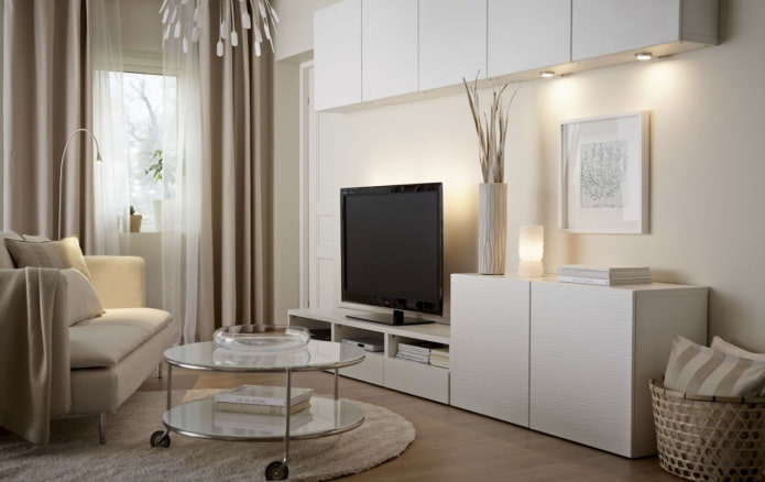 furniture in the hall in beige tones