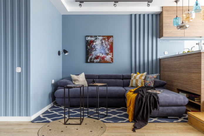 furniture of a blue living room