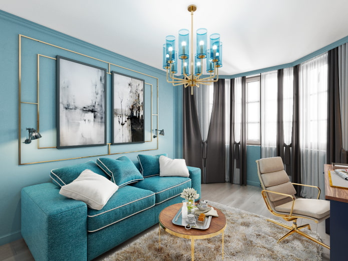 furniture of a blue living room