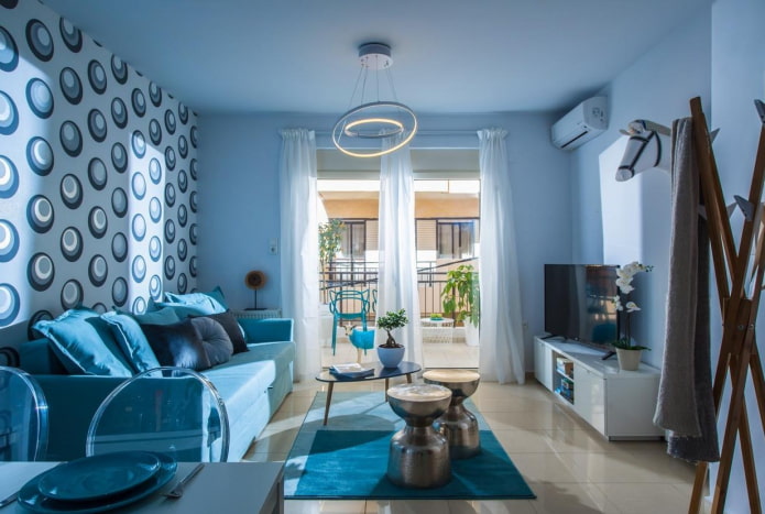 blue living room interior decoration