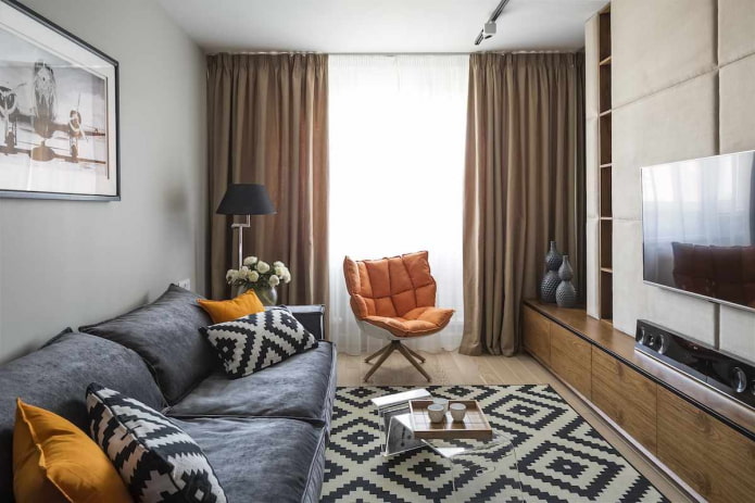 recreation area in the living room in a Khrushchev apartment