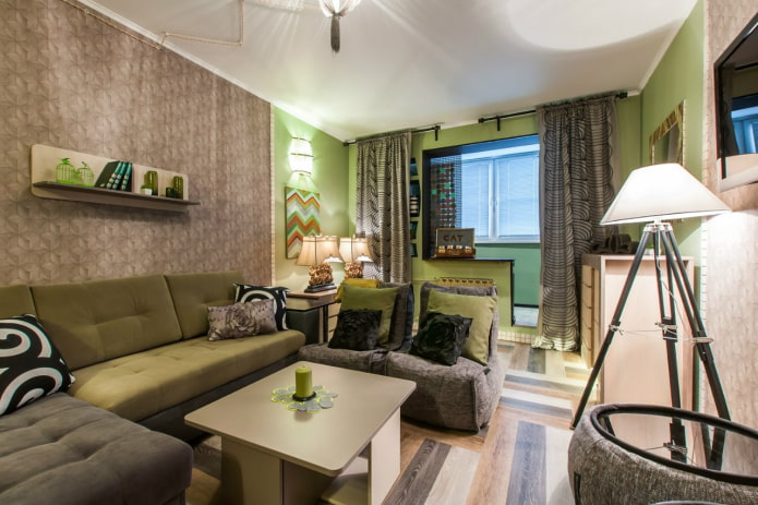 recreation area in the living room in a Khrushchev apartment