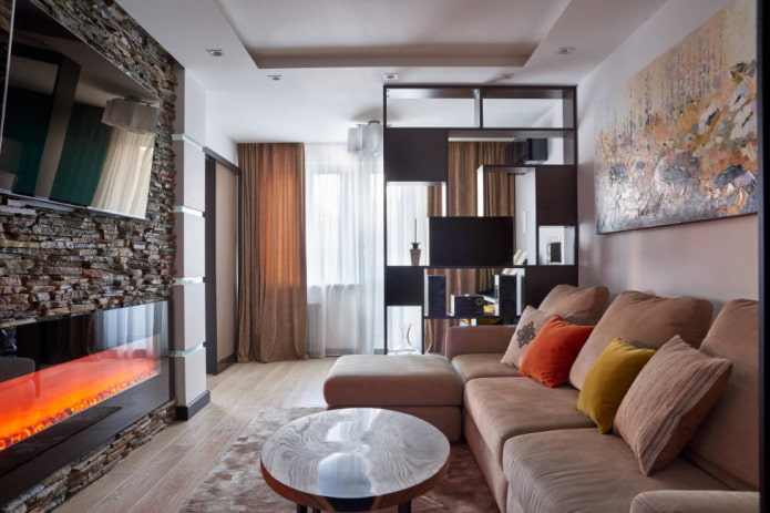 recreation area in the living room in a Khrushchev apartment