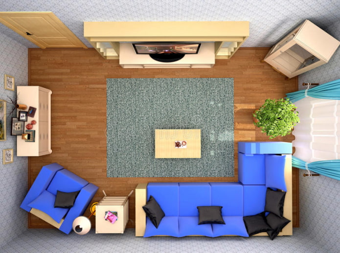plan of the living room view from above