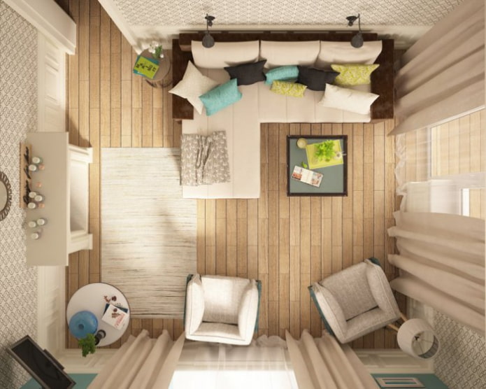 plan of the living room view from above