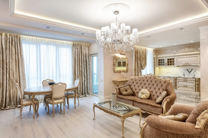 kitchen-living room in a classic style