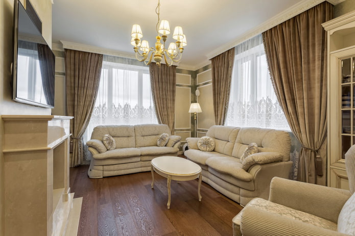 interior of a small living room in a classic style