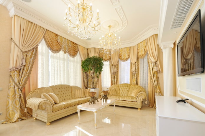 lighting in the living room in a classic style