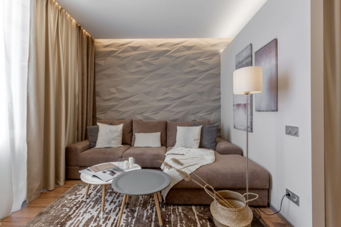 living room interior in gray-beige tones
