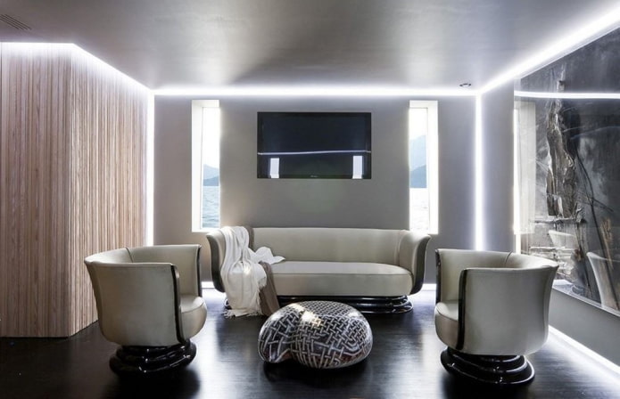 lighting on the ceiling in the living room