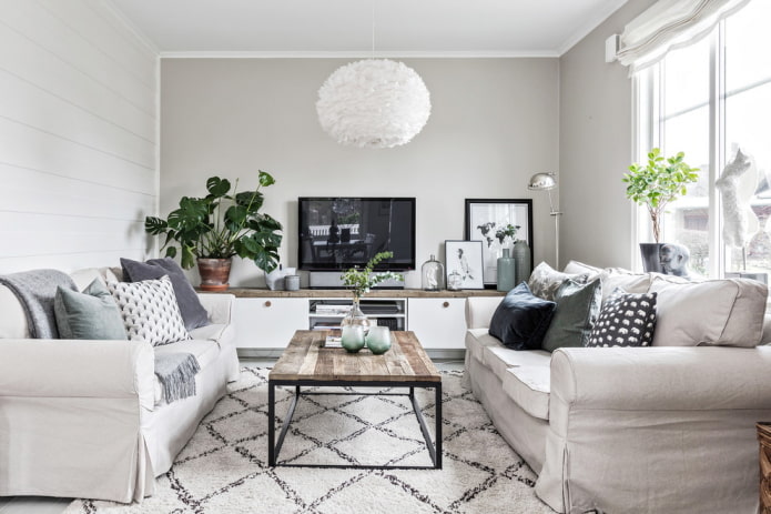 furniture in the interior of the living room in the Nordic style