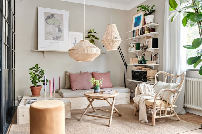 furniture in the living room interior in Nordic style