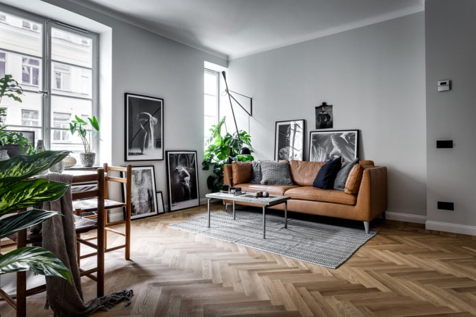 living room floor finishing in Nordic style