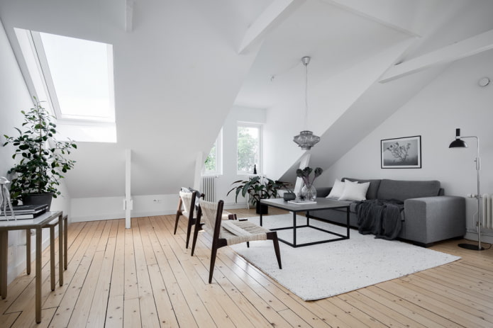 living room in nordic style in the interior of the house