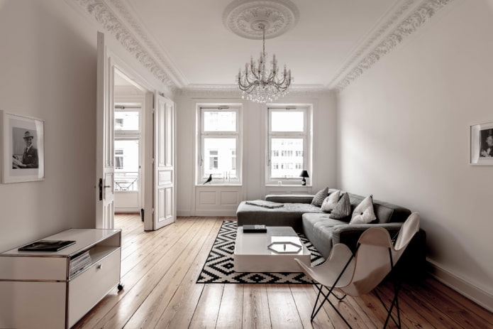 living room ceiling finishing in Nordic style