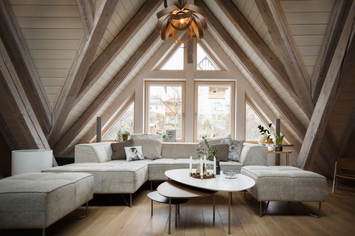 living room in nordic style in the interior of the house