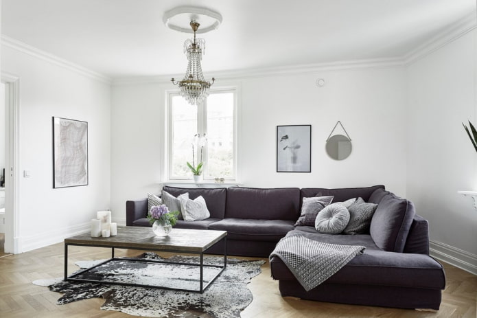 living room ceiling finishing in Nordic style