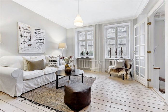 living room floor finishing in Nordic style