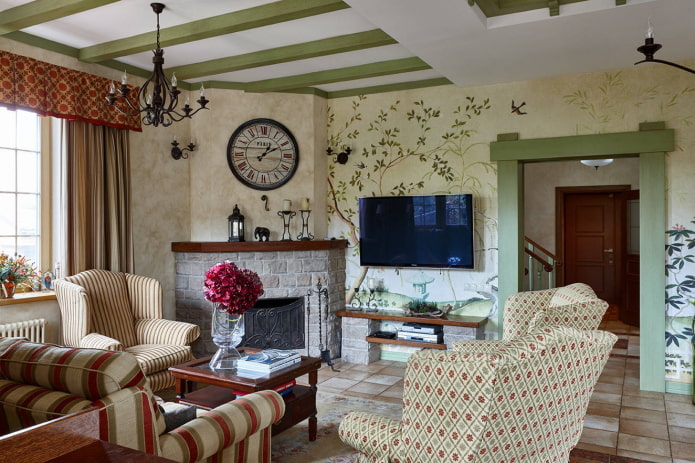 Light interior with green details