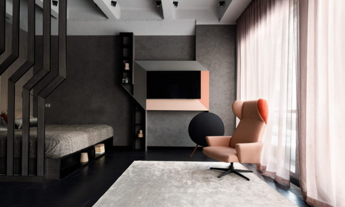living room with a sleeping area