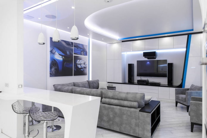 Living room with a movie theater