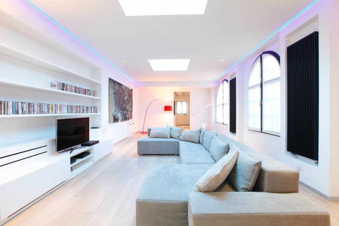 living room with LED strip