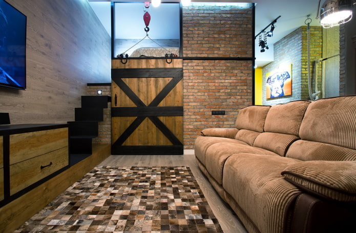 Sliding door and brickwork